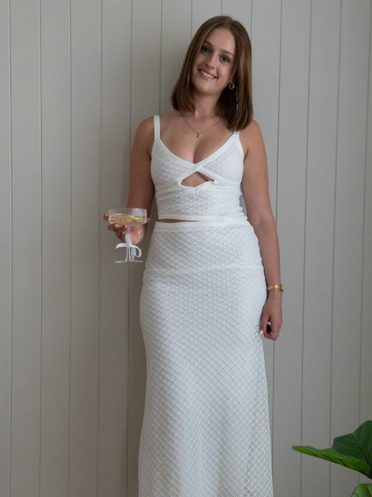 Peppermayo Jocelyn Maxi dress - White Crochet