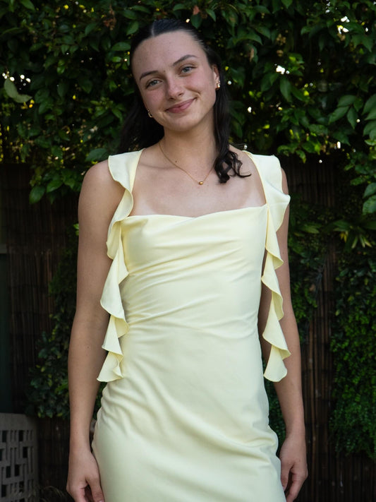 Luck and Trouble Slight Cowl Ruffle maxi dress
