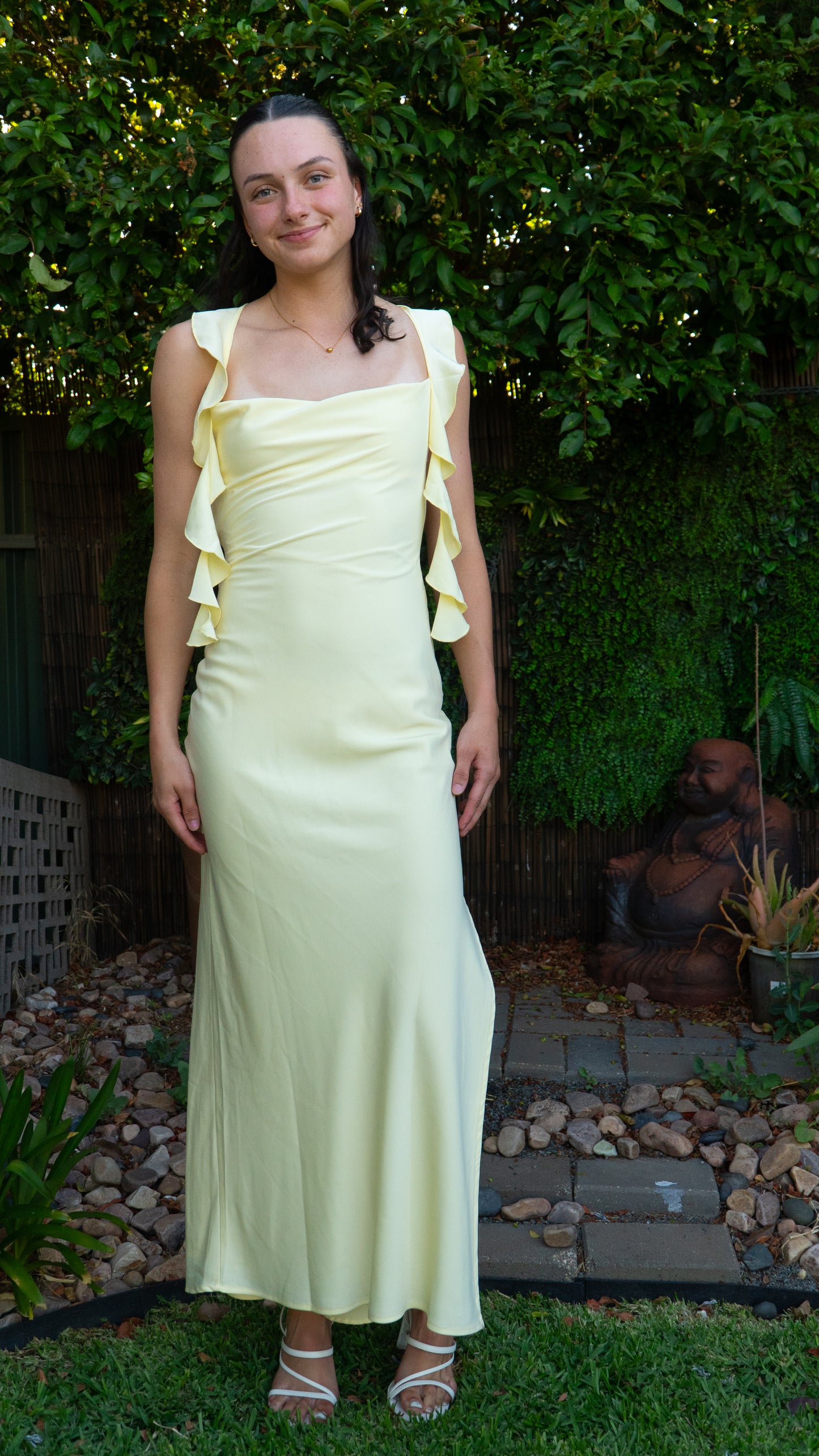 Luck and Trouble Slight Cowl Ruffle maxi dress