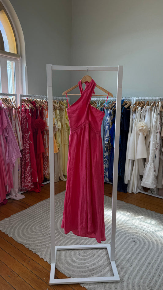 Dissh Pink Linen Halter Maxi