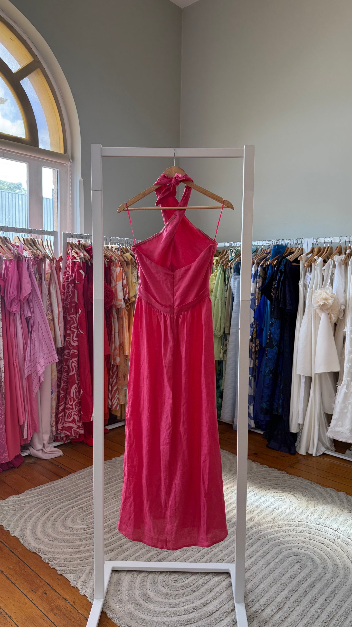 Dissh Pink Linen Halter Maxi