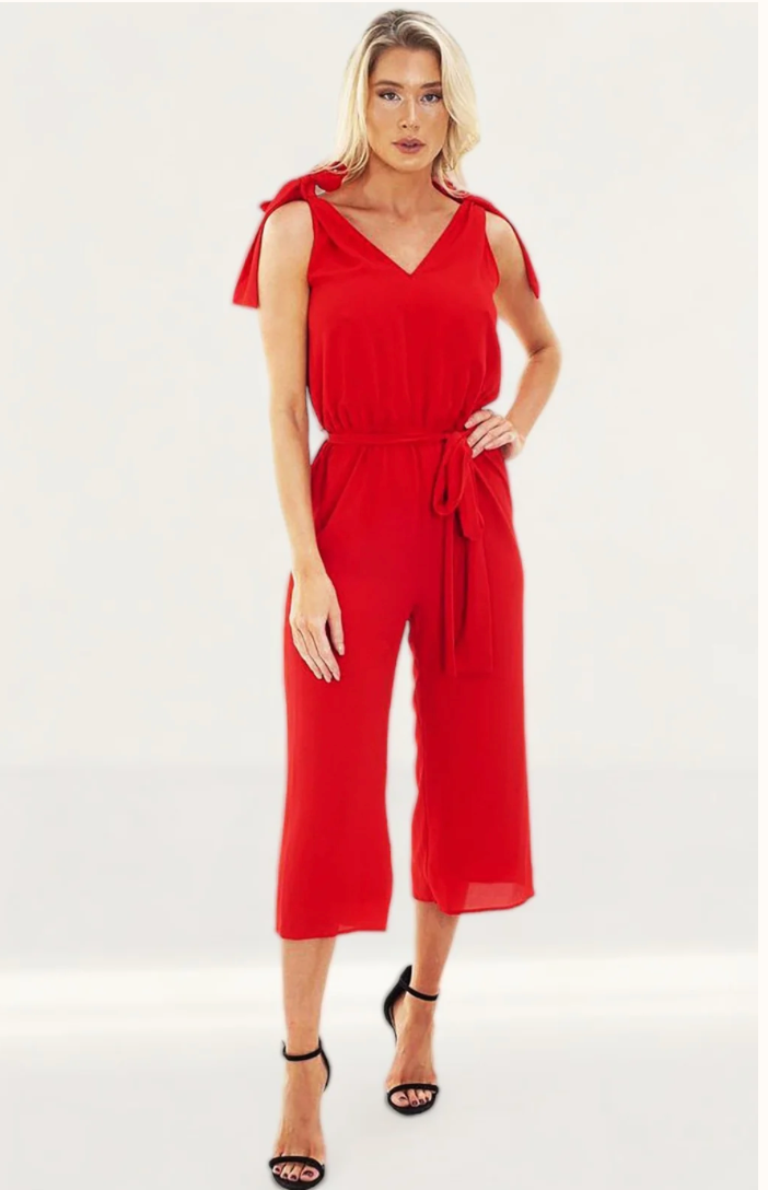 Red Jumpsuit with Bows