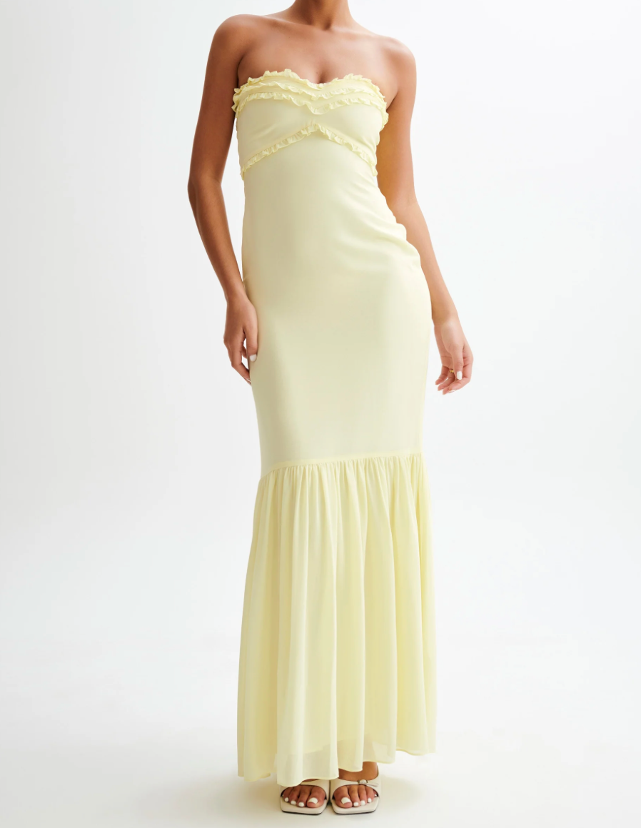 Olivette Strapless Chiffon Maxi Dress
